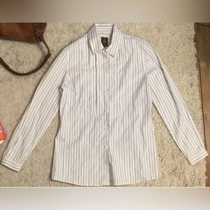 GUY ROVER white blue striped long sleeve button down front shirt top 40 6 Small